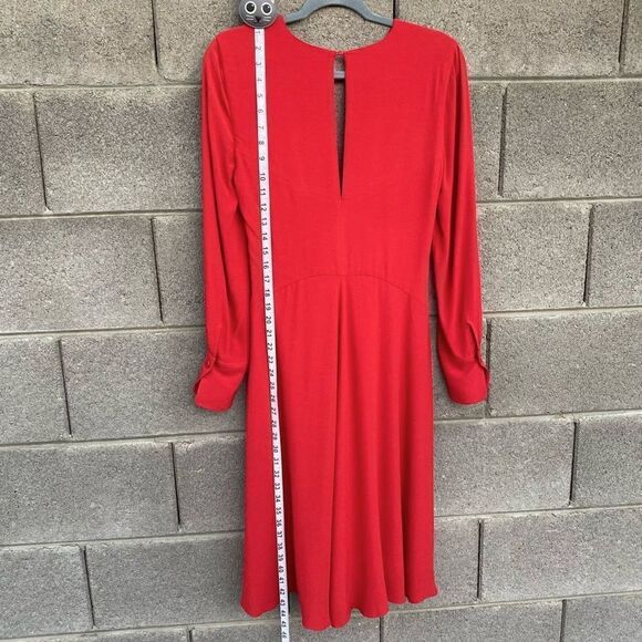 NWT EQUIPMENT Twist Front Long Sleeve Dress Aura Red Sz 4 - Picture 6 of 16